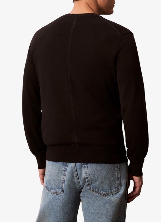 Calvin Klein Fijngebreide pullover met ronde hals - achterkant zwart