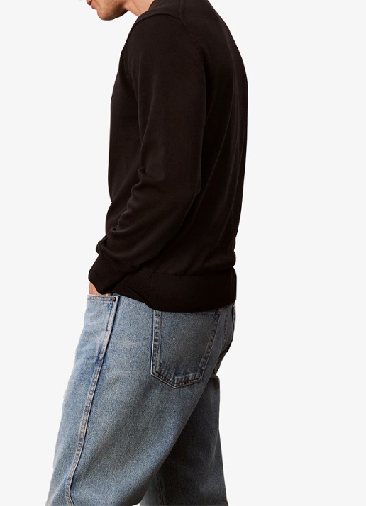 Calvin Klein Fijngebreide pullover met ronde hals - detail 6 zwart