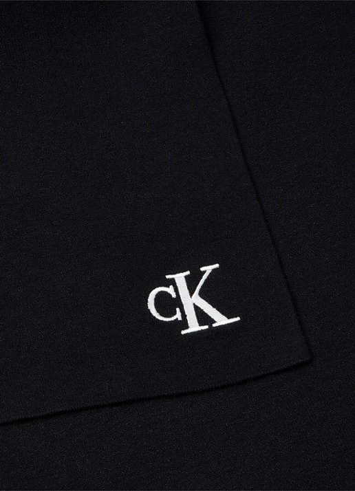 Calvin Klein Fijngebreide sjaal met logoborduring - detail 3 zwart