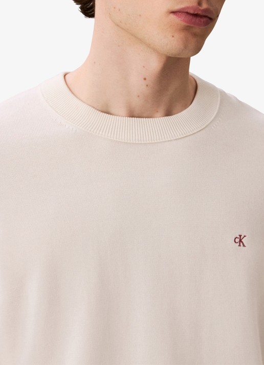 Calvin Klein Fijngebreide trui met logo - detail 2 gebroken wit