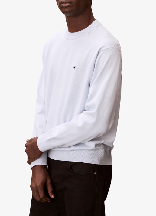 Calvin Klein Fijngebreide trui met logo - detail 2 lichtblauw