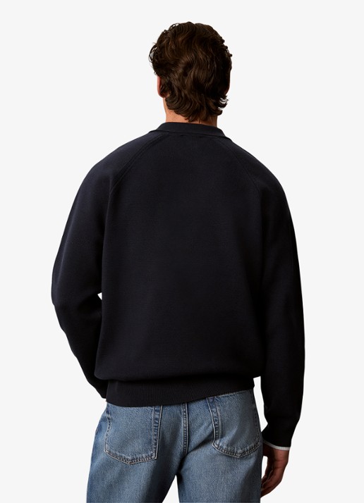 Calvin Klein Fijngebreide trui met logo - achterkant 7 donkerblauw
