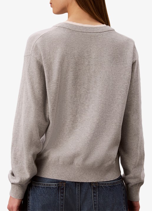 Calvin Klein Fijngebreide trui met logoborduring - achterkant 5 lichtgrijs