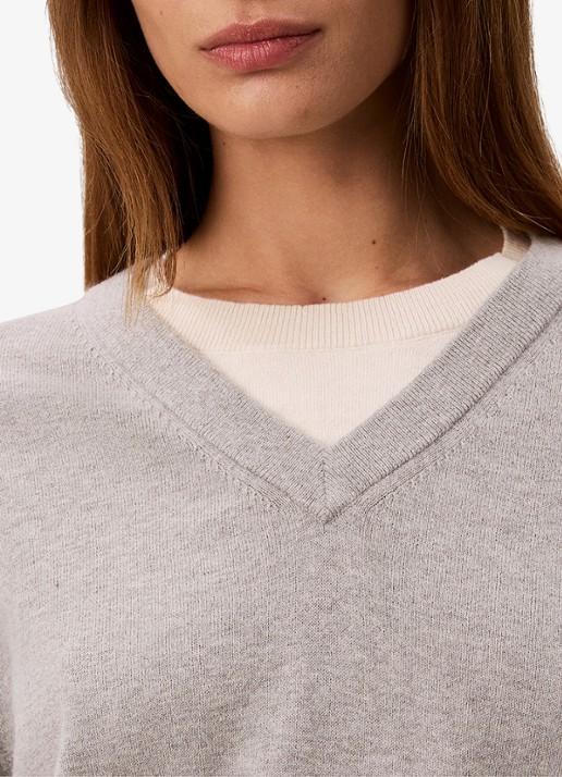 Calvin Klein Fijngebreide trui met logoborduring - detail 2 lichtgrijs