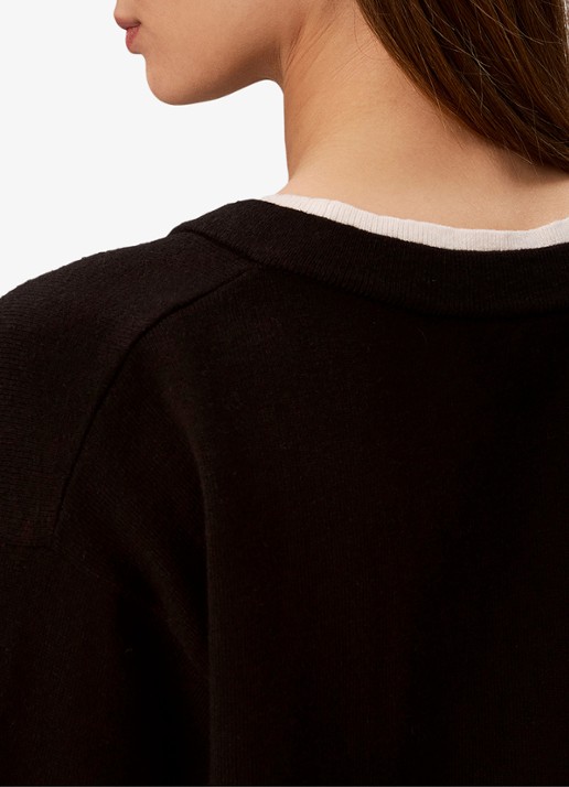 Calvin Klein Fijngebreide trui met logoborduring - detail 4 zwart