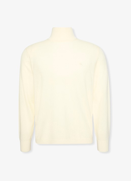 Calvin Klein Fijngebreide trui met logoborduring - voorkant 2 wit