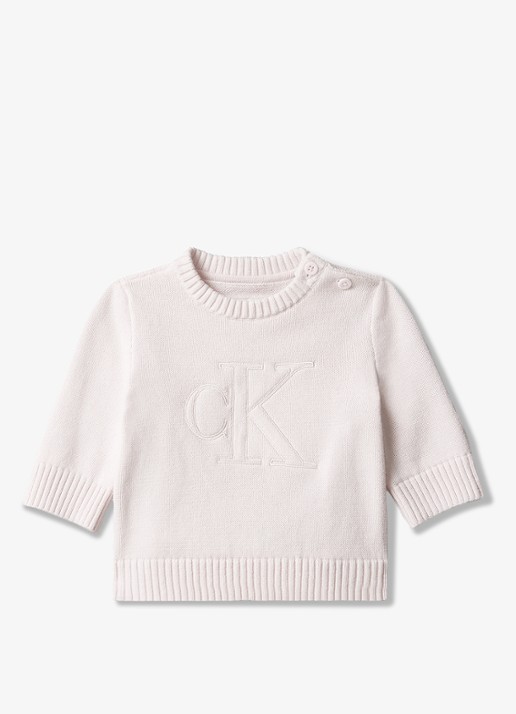Calvin Klein Fijngebreide trui met logoborduring - voorkant 2 lichtroze