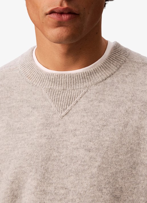 Calvin Klein Fijngebreide trui van wol - detail 7 lichtgrijs