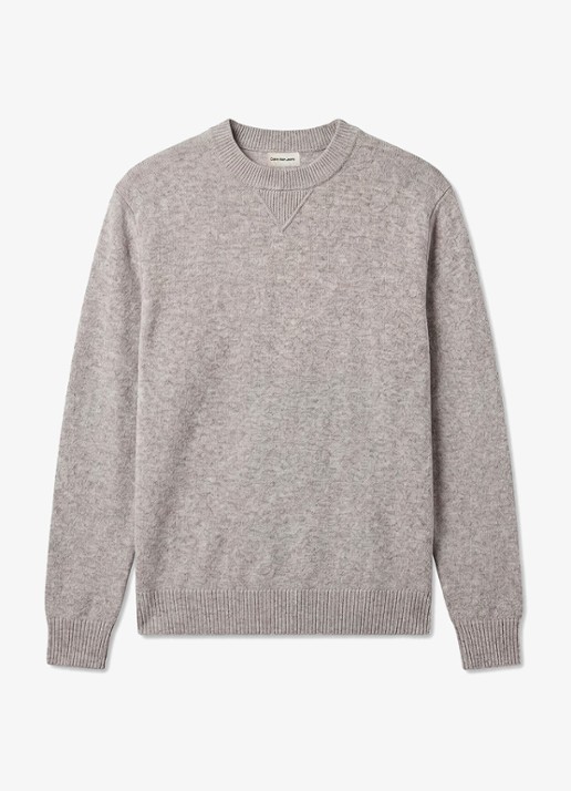 Calvin Klein Fijngebreide trui van wol - voorkant lichtgrijs