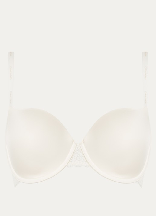 Calvin Klein Flirty voorgevormde balconette bh met kant - voorkant 3 wit