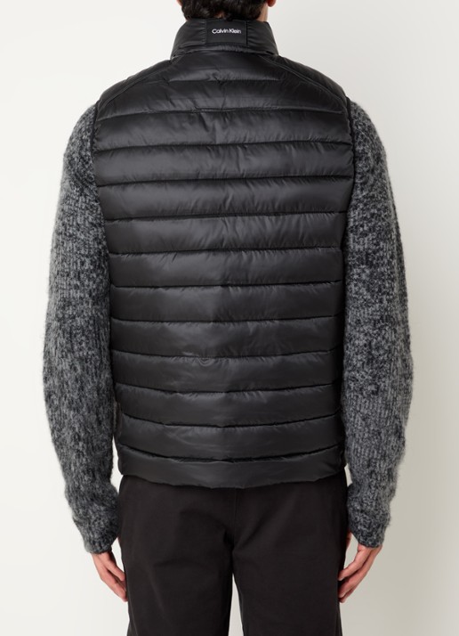 Calvin Klein Gewatteerde bodywarmer met ritszakken - achterkant zwart