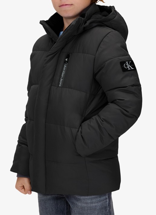 Calvin Klein Gewatteerde jas met afneembare capuchon - detail 4 zwart