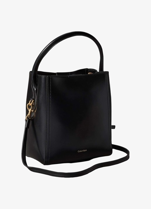 Calvin Klein Handtas met logo - achterkant 3 zwart