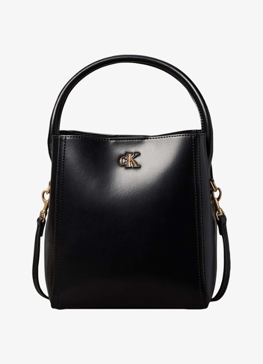 Calvin Klein Handtas met logo - voorkant 4 zwart