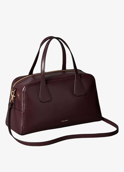 Calvin Klein Handtas met logo - achterkant lichtbruin