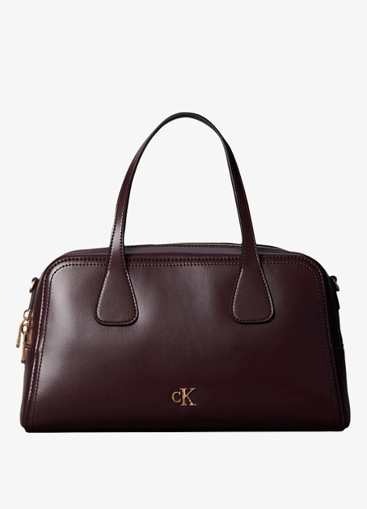 Calvin Klein Handtas met logo - voorkant 2 lichtbruin