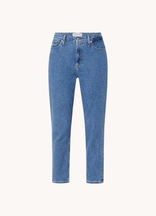 Calvin Klein High waist cropped mom jeans met medium wassing - voorkant 2 indigo