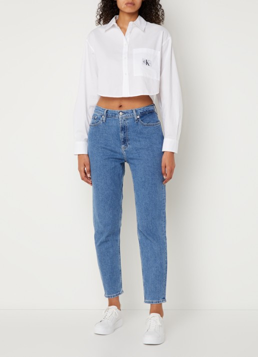 Calvin Klein High waist cropped mom jeans met medium wassing - voorkant 3 indigo