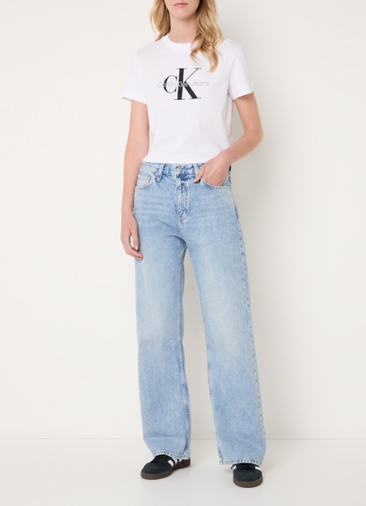 Calvin Klein High waist flared jeans met medium wassing - voorkant 2 indigo