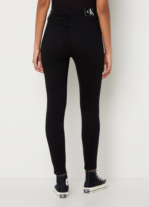 Calvin Klein High waist skinny  jeans met gekleurde wassing - achterkant 5 zwart