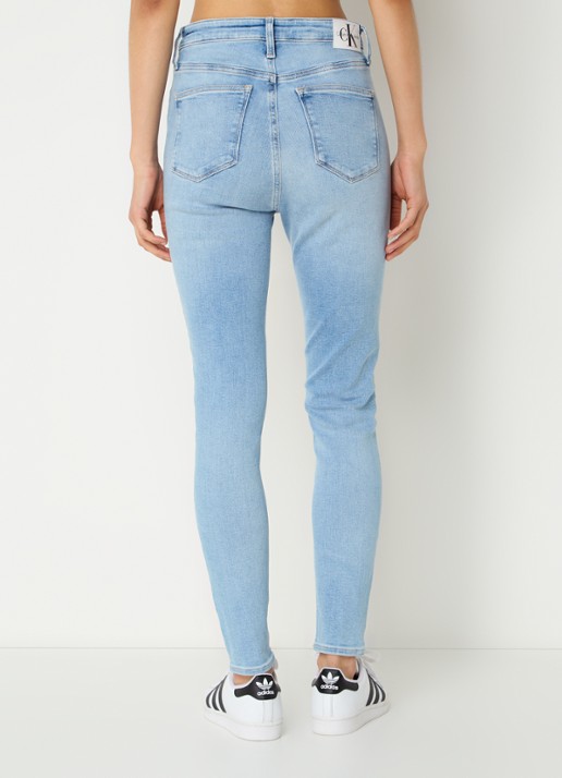 Calvin Klein High waist skinny jeans met lichte wassing - achterkant indigo