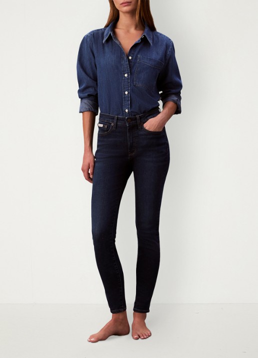 Calvin Klein High waist skinny jeans met steekzakken - voorkant 2 denim
