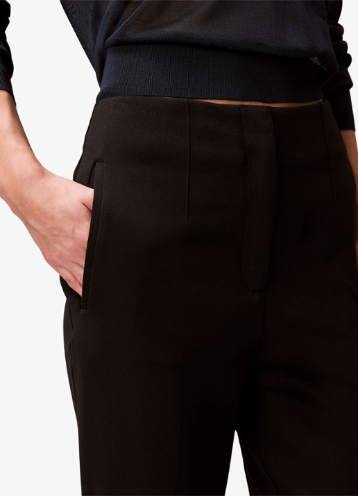 Calvin Klein High waist straight fit chino met steekzakken - detail 4 zwart