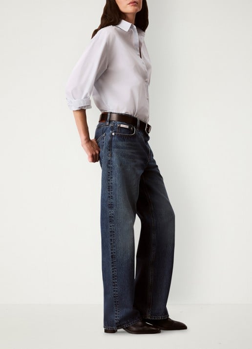 Calvin Klein High waist straight fit jeans met medium wassing - detail 6 donkerblauw