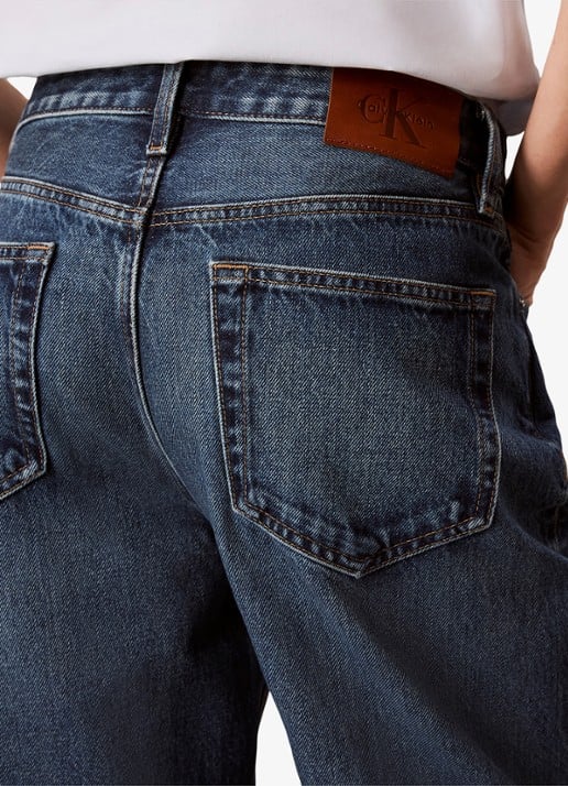 Calvin Klein High waist straight fit jeans met medium wassing - detail 7 donkerblauw