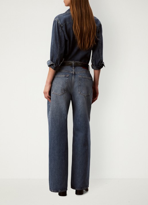Calvin Klein High waist wide fit jeans met medium wassing - achterkant denim