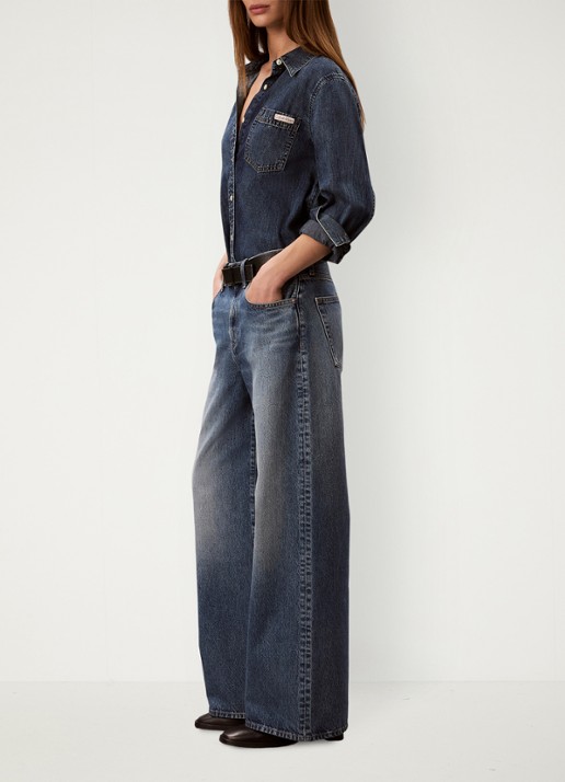 Calvin Klein High waist wide fit jeans met medium wassing - detail 6 denim