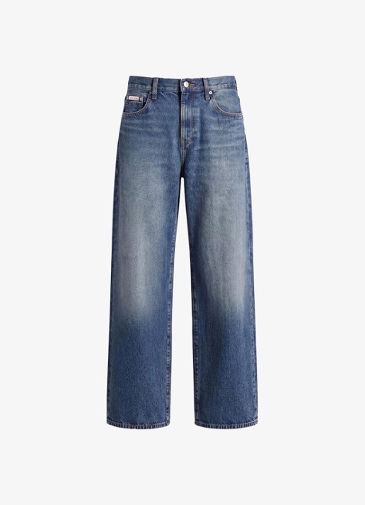 Calvin Klein High waist wide fit jeans met medium wassing - voorkant 2 denim