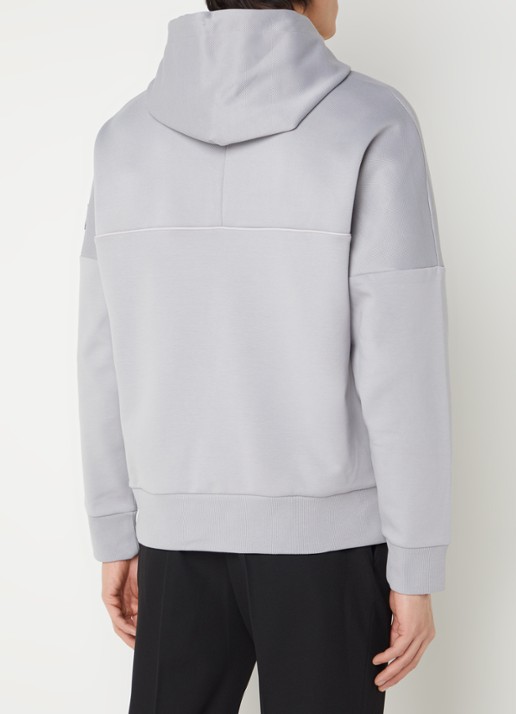Calvin Klein Hoodie in piqué katoenblend met logo - achterkant 5 lichtgrijs