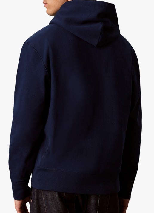 Calvin Klein Hoodie met kangoeroezak en logoprint - achterkant 3 donkerblauw