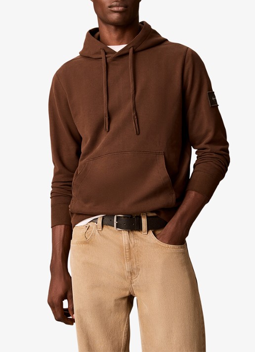 Calvin Klein Hoodie met kangoeroezak - detail 4 bruin