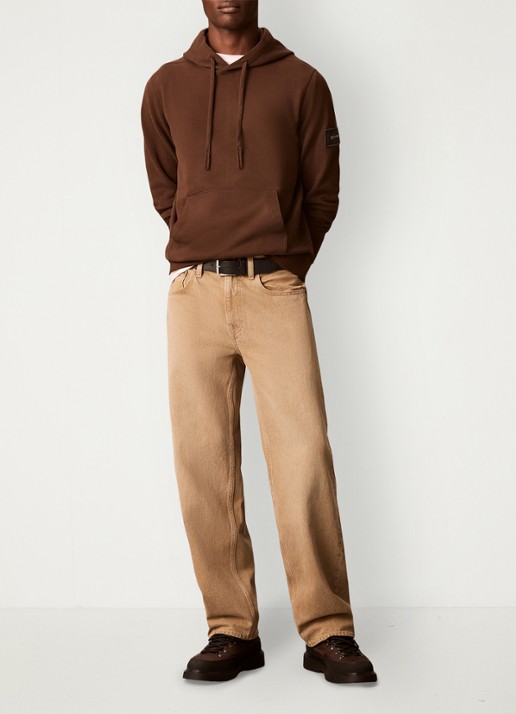 Calvin Klein Hoodie met kangoeroezak - voorkant 3 bruin