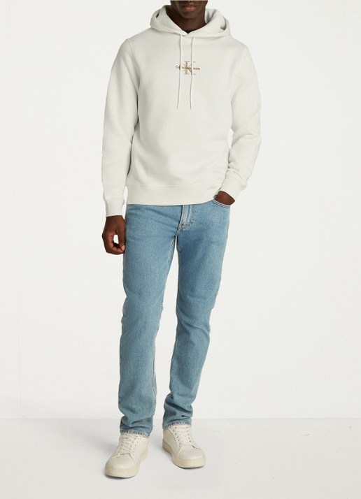 Calvin Klein Hoodie met logoborduring - voorkant 8 gebroken wit
