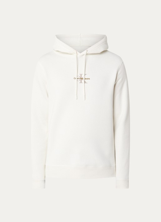 Calvin Klein Hoodie met logoborduring - voorkant 9 gebroken wit