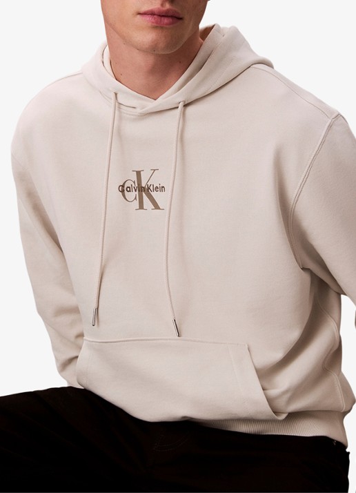 Calvin Klein Hoodie met logoborduring - detail 6 beige
