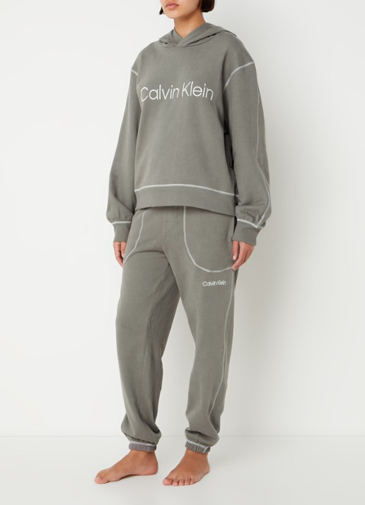 Calvin Klein Hoodie met logoborduring - voorkant 5 donkergrijs