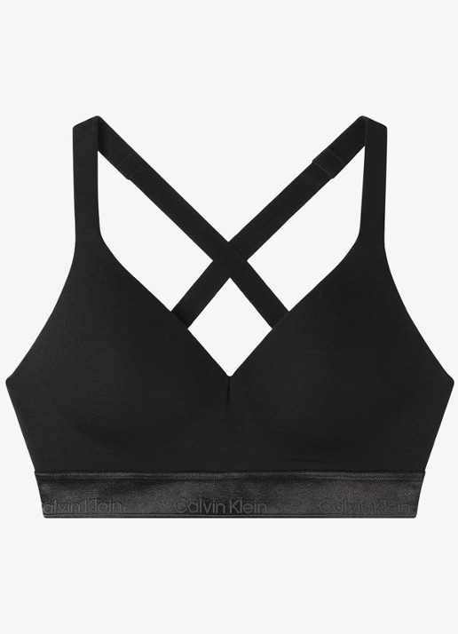 Calvin Klein Icon bralette met logoband - voorkant 2 zwart