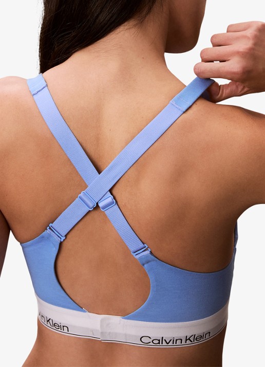 Calvin Klein Icon push-up bralette met logoband - detail 3 lichtblauw