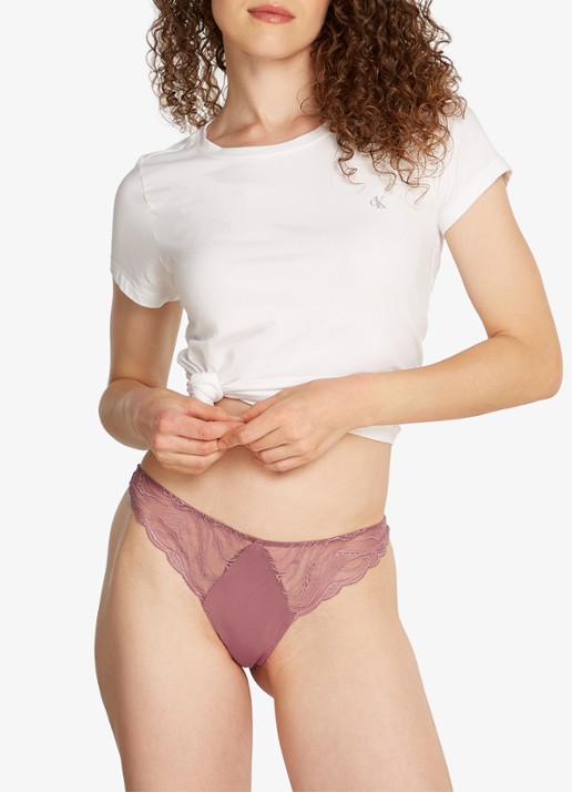 Calvin Klein Instinct string van kant - voorkant 6 oudroze