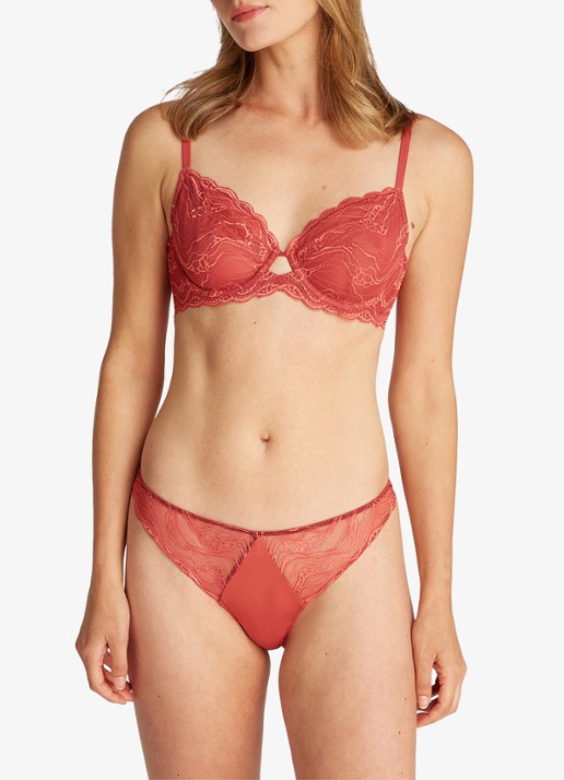 Calvin Klein Instinct string van kant - voorkant 5 steenrood