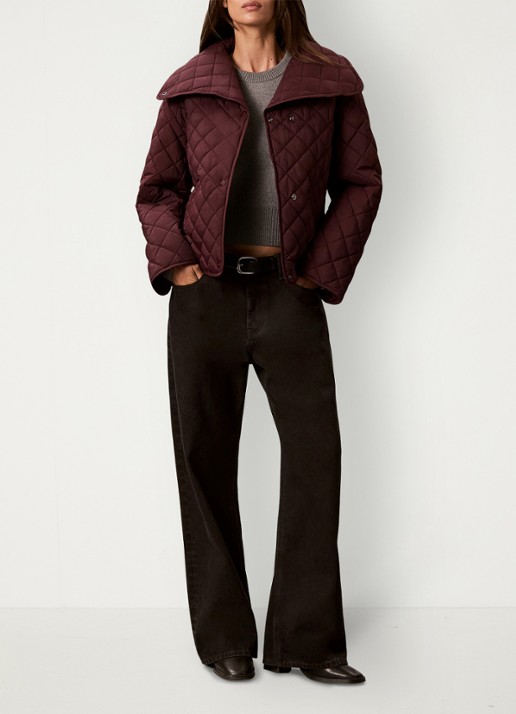 Calvin Klein Jack met quilt patroon en paspelzakken - voorkant 3 bordeauxrood