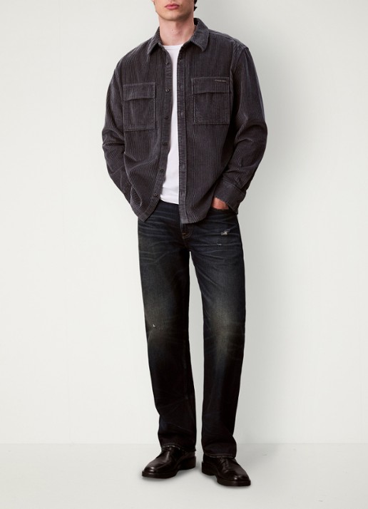 Calvin Klein Jack van corduroy met klepzakken - voorkant 2 donkerblauw