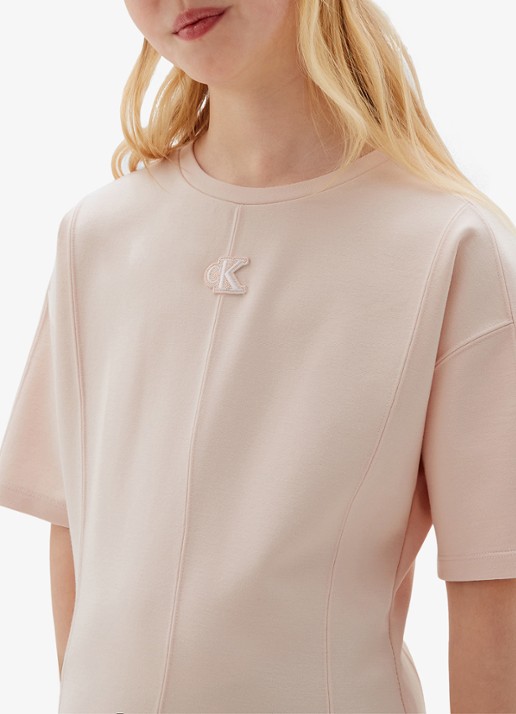 Calvin Klein Jurk met logo - detail mangano calcite-t0r /  roze