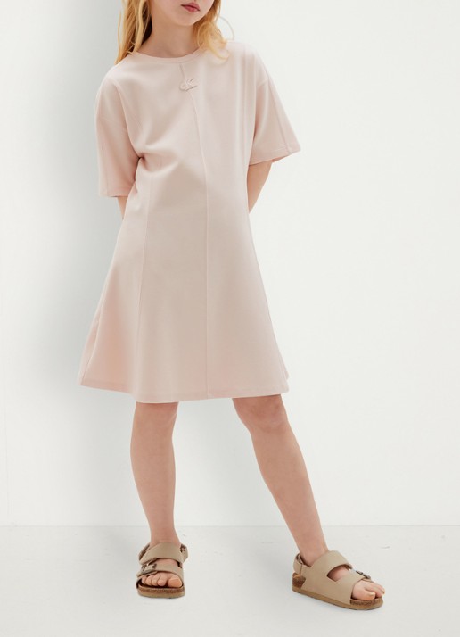 Calvin Klein Jurk met logo - voorkant 4 mangano calcite-t0r /  roze