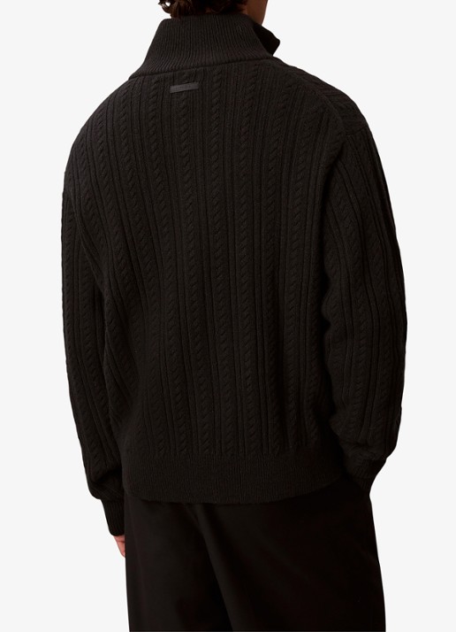 Calvin Klein Kabelgebreid vest met logo - achterkant 6 zwart