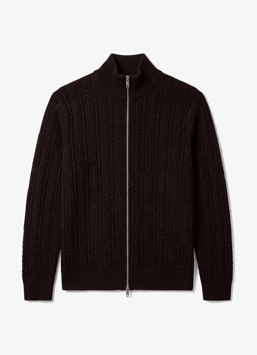 Calvin Klein Kabelgebreid vest met logo - voorkant 4 zwart
